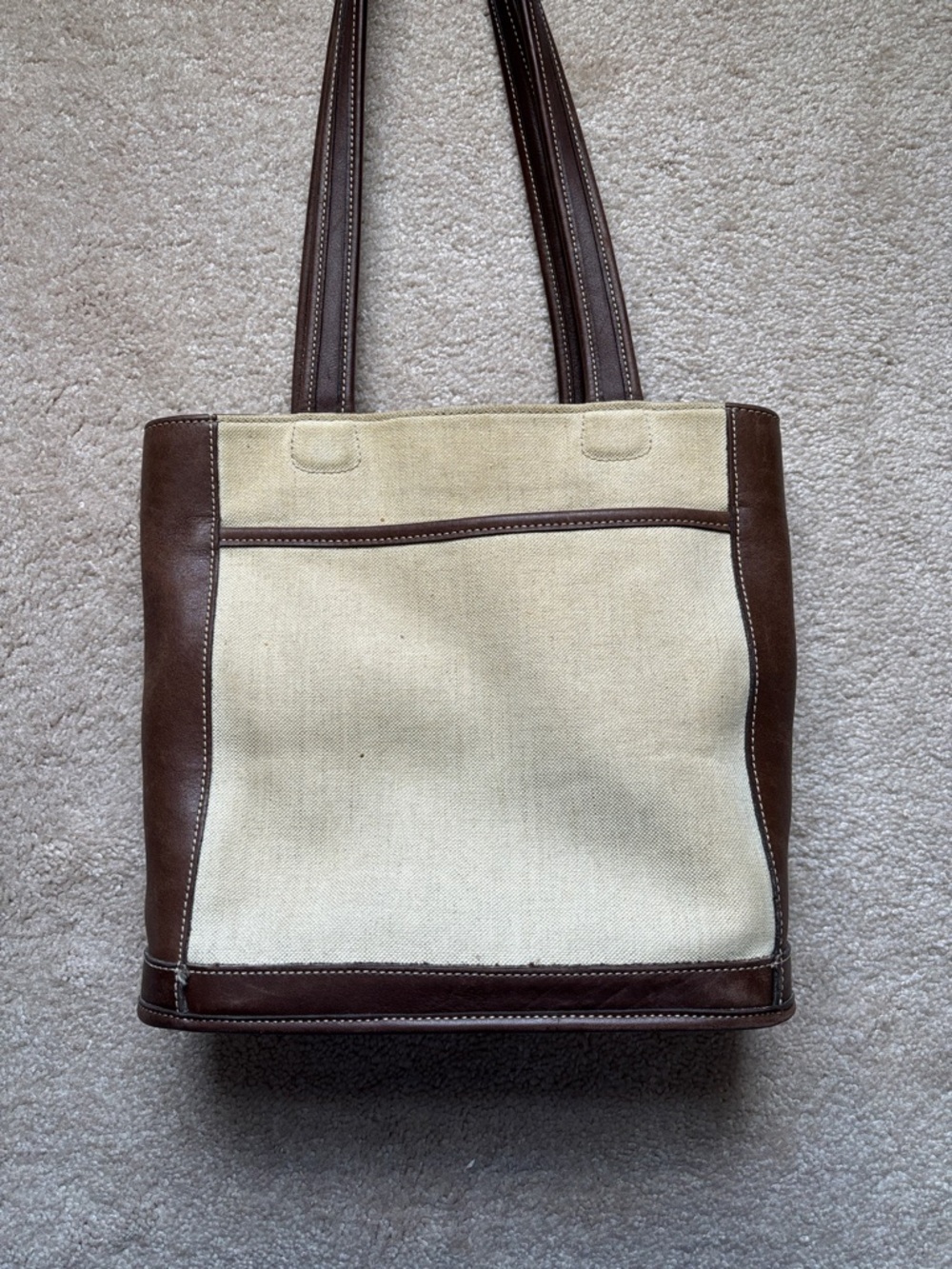 Coach Cream Canvas and Brown Leather Shoulder Bag